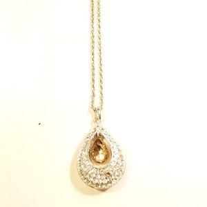 Crystal tear drop pendant necklace